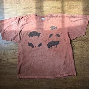 Vtg Andrea Bragg Designs 90's Distressed Buffalo Graphic Tee Size XXL